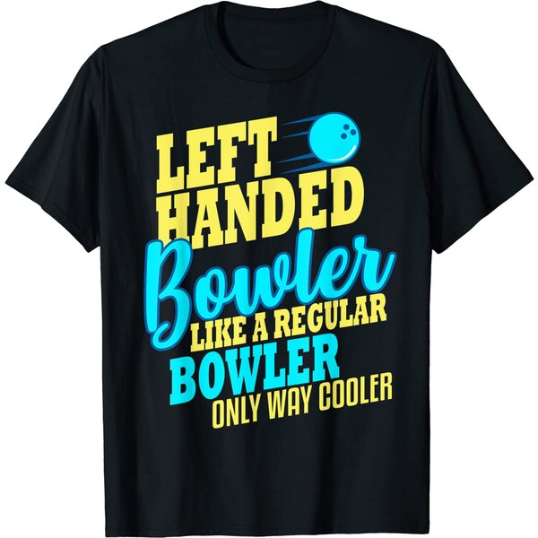 Bowling Left Handed T-Shirt Bowler Funny Team Gift Leftie-image