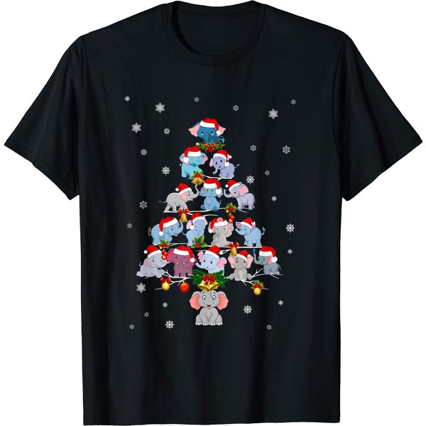 Elephant Tree Christmas T-Shirt-image