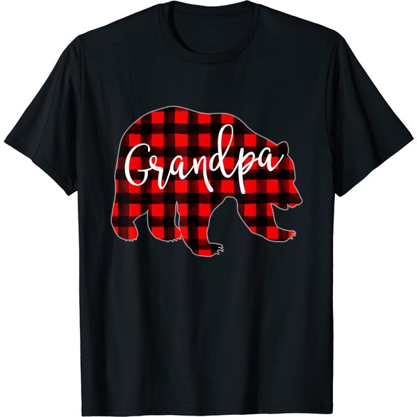 Red Plaid Grandpa Bear Matching Pajama Family Buffalo T Shirt-image