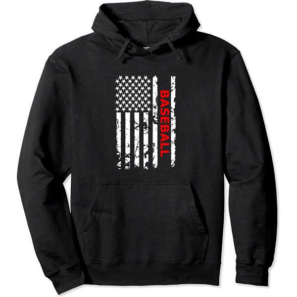 Baseball Usa Flag Proud American Baseball Players Pullover Hoodie-image