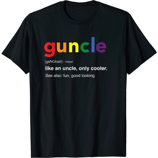 Guncle Definition Rainbow Pride Color T-Shirt For Gay Uncle-image