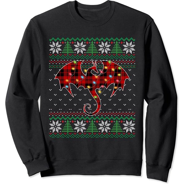 Funny Dragon Ugly Sweater Christmas Lights Dragon Lover Sweatshirt-image