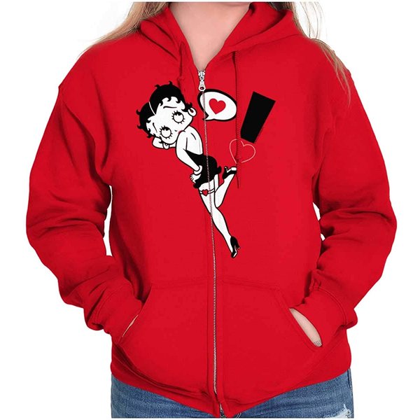Betty Boop Love Heart Exclamation Zip Hoodie