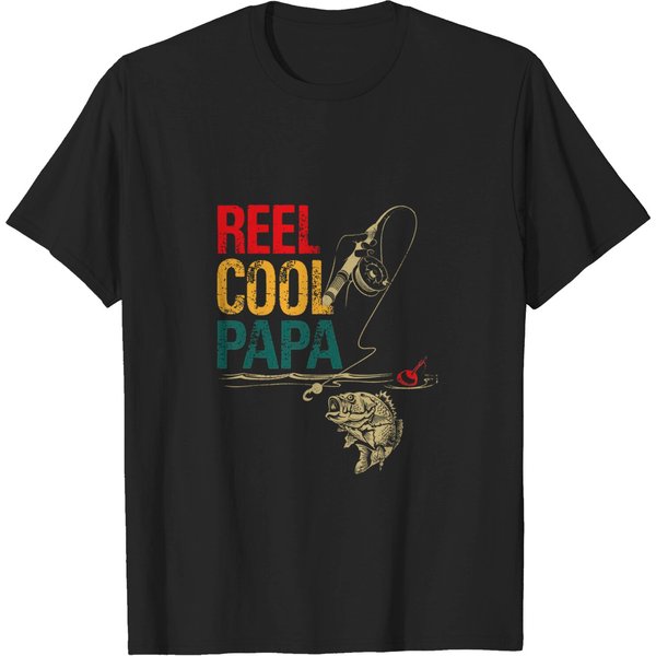 Mens Fishing Reel Cool Papa Father&Rsquo;S Day Gift For Fisherman T-Shirt-image