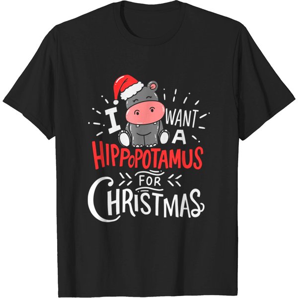 I Want Hippopotamus For Christmas Hippo Xmas T-Shirt-image