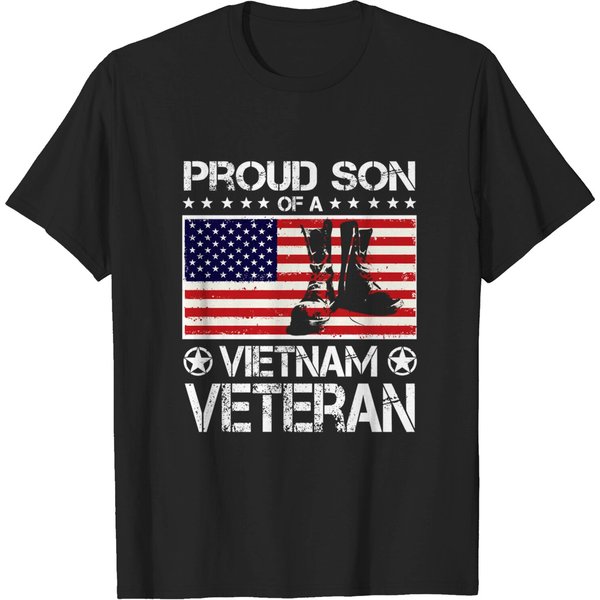 Proud Son Of Vietnam Veteran Us Flag Boots T-Shirt-image