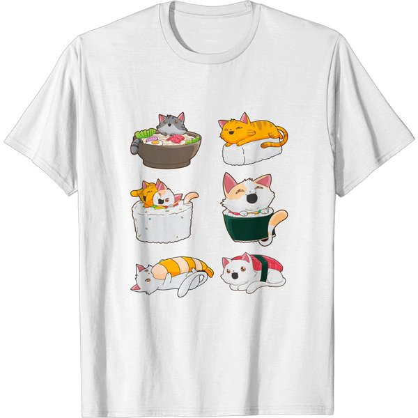 Sushi Anime Cat Cats Kawaii Neko Sushi Lover T-Shirt-image