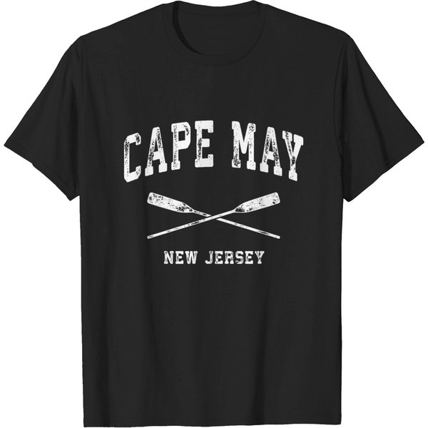 Cape May New Jersey Vintage Nautical Crossed Oars T-Shirt-image