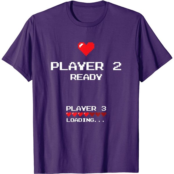 Baby Announcement T-Shirt Player 2 Ready Player 3 Loading-image