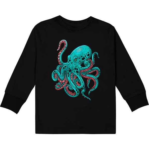 Kraken Octopus Kids Long Sleeve T-Shirt-image