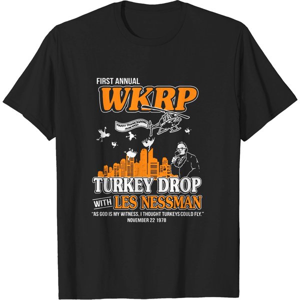 First Annual Wkrp Turkey Drop Les Nessman T Shirt-image