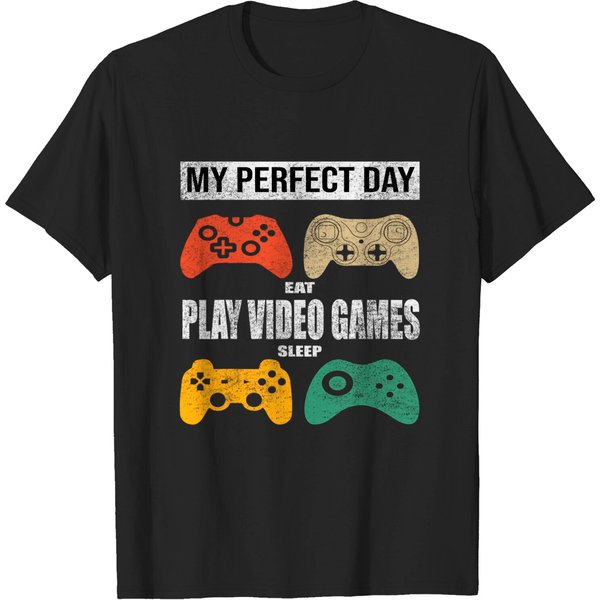 My Perfect Day Video Games T-Shirt Funny Cool Gamer Tee Gift-image