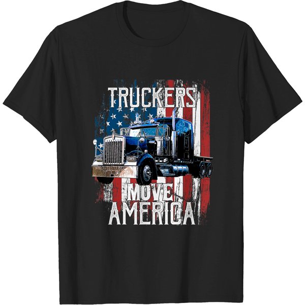 Trucker American Flag Driver T Shirt-image
