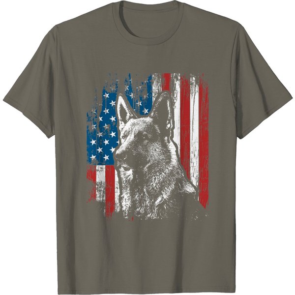 Patriotic German Shepherd American Flag Dog T Shirt-image