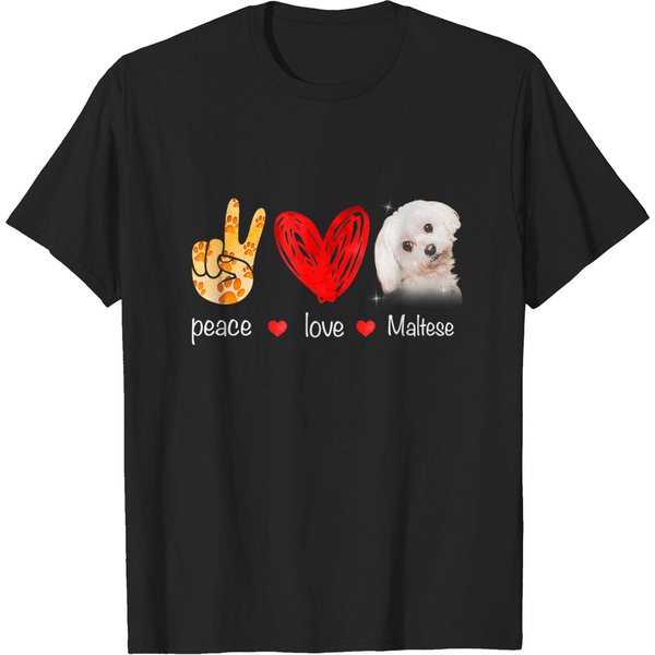 Peace Love Maltese Dog T Shirt-image