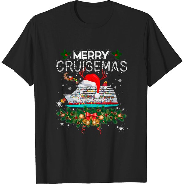 Merry Cruisemas 2021 Christmas Santa Reindeer Cruise Funny T-Shirt-image