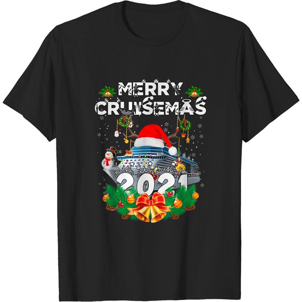 Merry Cruisemas 2021 Christmas Santa Reindeer Cruise Funny T-Shirt-image