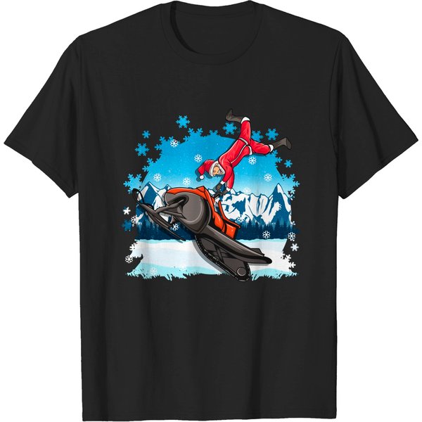 Christmas Snowmobile Santa Claus Snowmobiler Snowmobiling T-Shirt-image