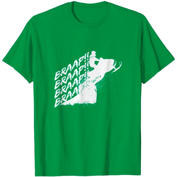 Snowmobile Braap Winter Motor Sled Snow Outdoor Usa T-Shirt-image