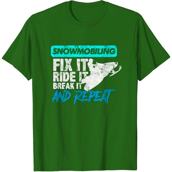 Vintage Snowmobile Snowmobiling Gear Fix It Ride It T-Shirt-image