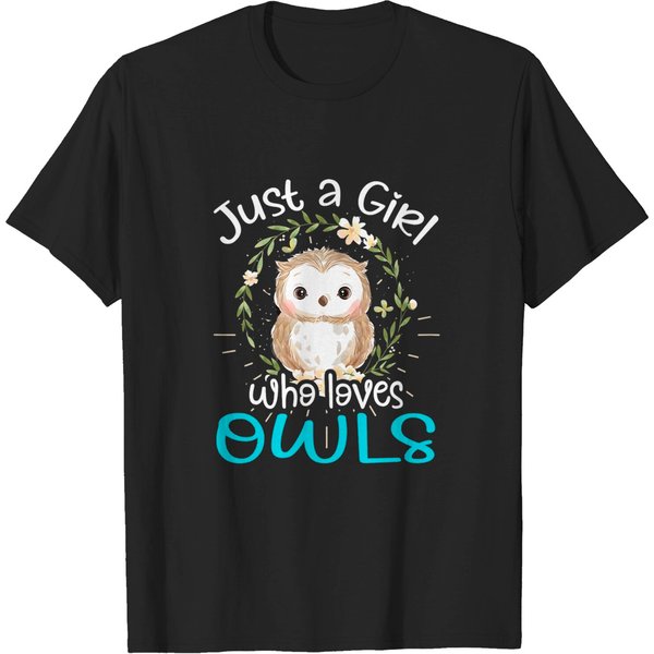 Just A Girl Who Loves Owls Bird Lover Funny Cute Gift T-Shirt-image