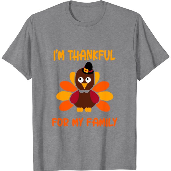 Thankful For My Family Turkey Thanksgiving Turkey Lovers T-Shirt-image