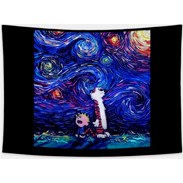 Van Gogh Calvin And Hobbes - Van Gogh - Tapestry-image