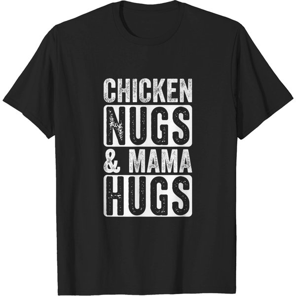 Vintage Chicken Nugs And Mama Hugs For Nugget Lover Funny T-Shirt-image