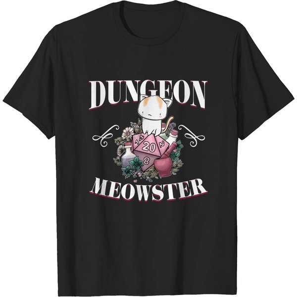 Dungeon Meowster Gamer Cat Lover T-Shirt-image