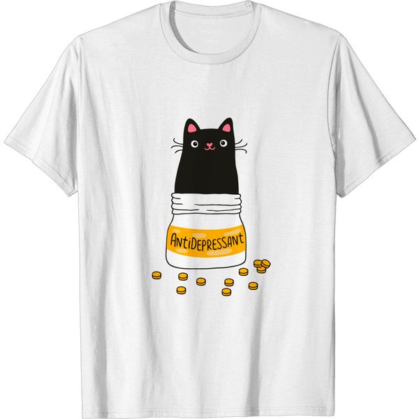 Womens Black Cat Antidepressant T-Shirt-image