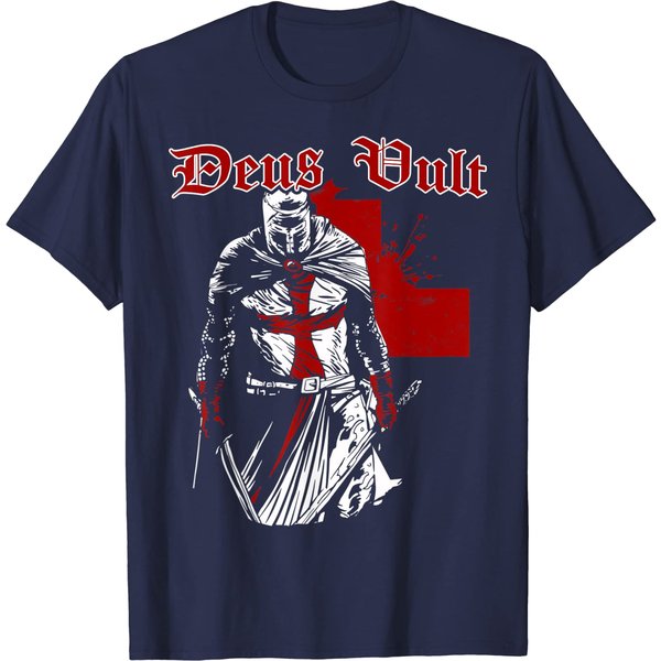 Crusader Flag T-Shirt Deus Vult - Knight Templar - Vintage Crusader-image