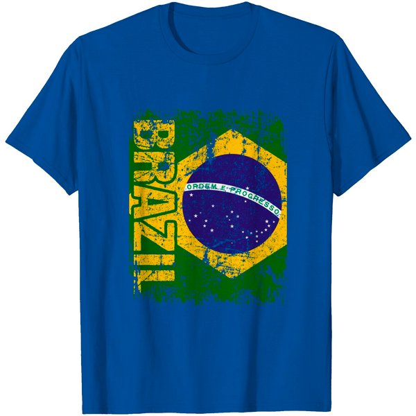 Brazil Flag Vintage Distressed T-Shirt-image