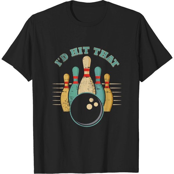 Funny Bowling Vintage T-Shirt I'd Hit That Funny Tee T-Shirt-image