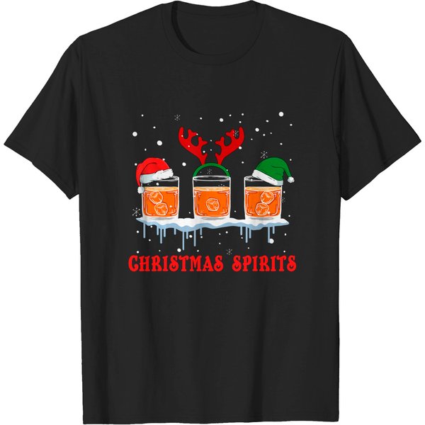 Christmas Spirits Bourbon Scotch Whiskey T Shirt-image