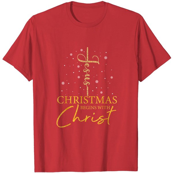 Christmas Begins With Christ Christian Jesus T-Shirt-image