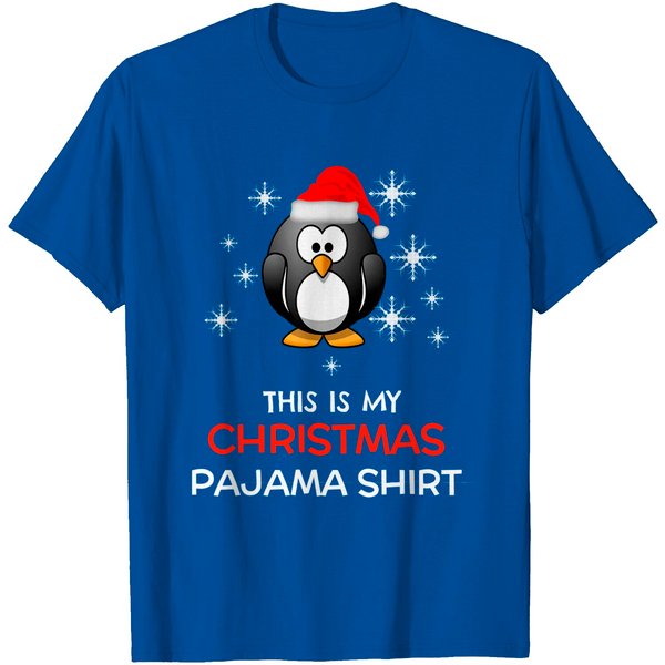 Christmas Penguin T Shirt This Is My Christmas Pajama Shirt Penguin Santa Gift-image