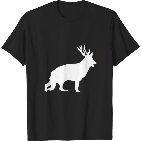 German Shepherd Dog Christmas Reindeer Antlers Xmas T-Shirt-image