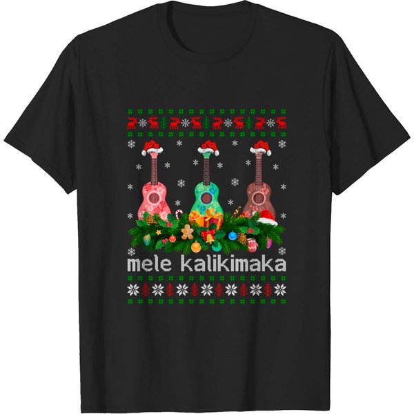 Mele Kalikimaka Ukulele Guitar T-Shirt-image