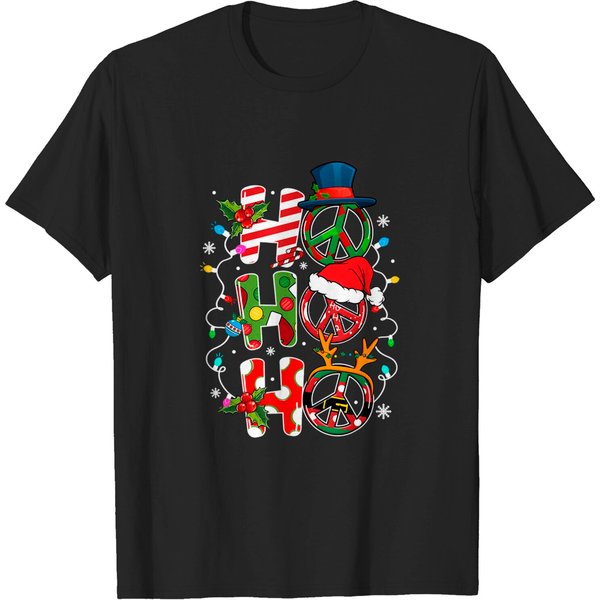 Ho Ho Ho Merry Christmas Peace Symbol T-Shirt-image