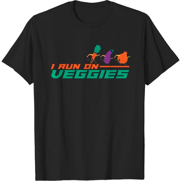 Vegetarian I Run On Veggies Carrot Eggplant Onion Go Vegan T-Shirt-image