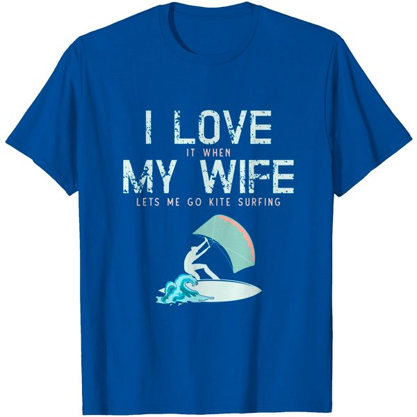 I Love My Wife Funny Kite Surfing T Shirt-image