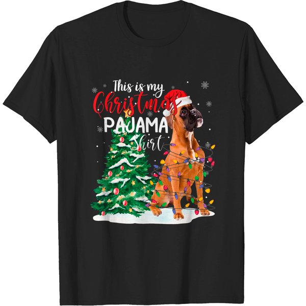 Boxer Dog Lovers Christmas T-Shirt-image