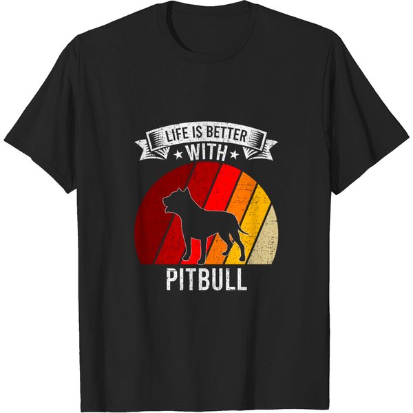 Pitbull Silhouette T-Shirt Life Is Better With Pitbull Dog Lovers-image
