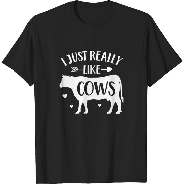 Cow Print T-Shirt Lover Gift Farmer 'I Just Really Like Cows' Funny-image