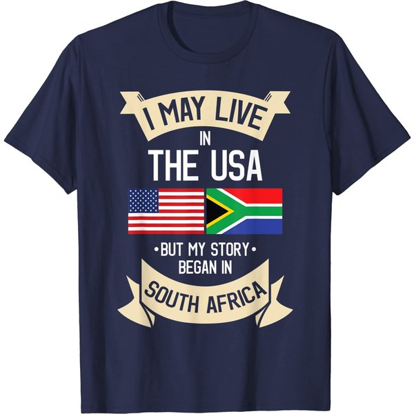 South Africa American Flag Usa South African Roots Gifts T-Shirt-image