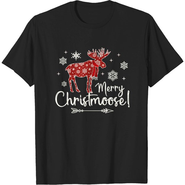 Vintage Old Fashioned Christmas Merry Christmoose Moose Gift T-Shirt-image