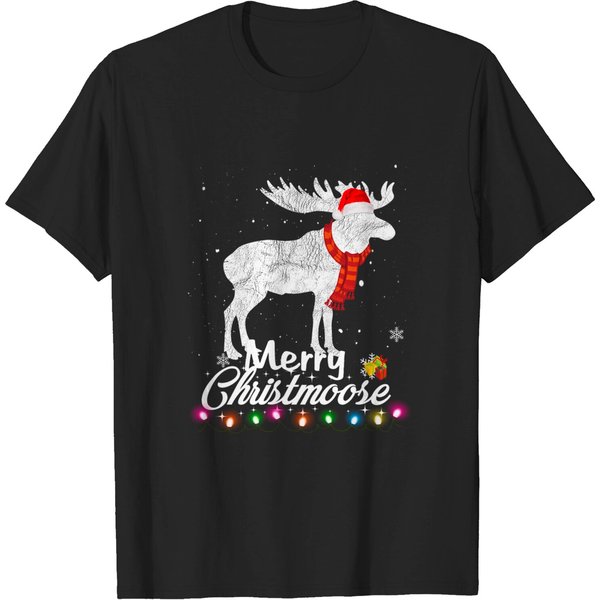 Funny Christmas Moose Pajama T-Shirt-image
