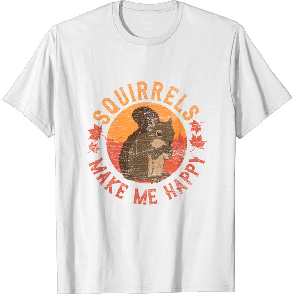 Squirrels Make Me Happy Vintage T-Shirt-image