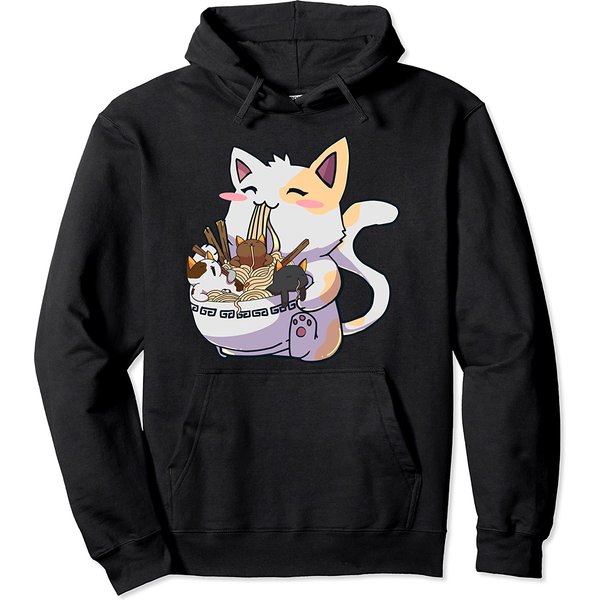 Anime Ramen Cats Kawaii Neko Japanese Gift Pullover Hoodie-image