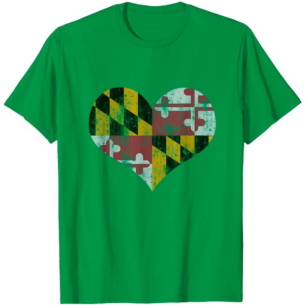 Heart Flag Of Maryland Vintage T-Shirt-image